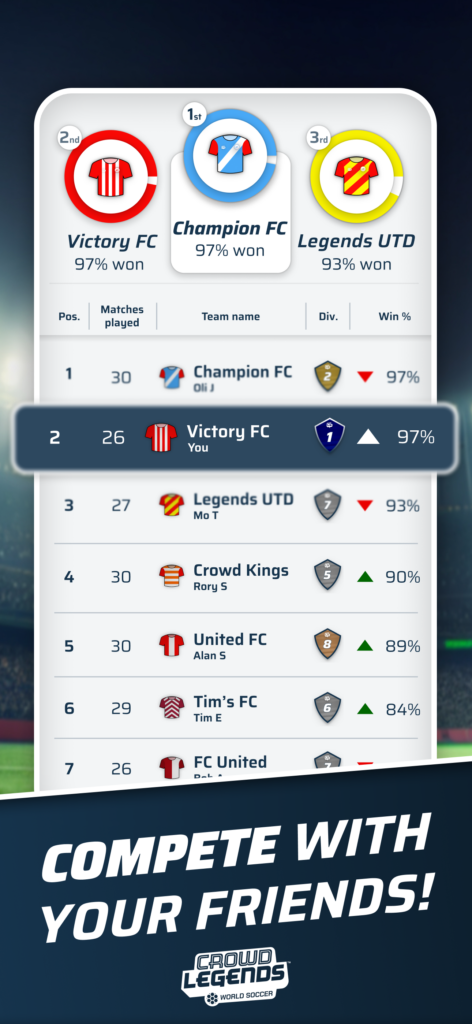 Competing against friends in Crowd Legends Native Mobile